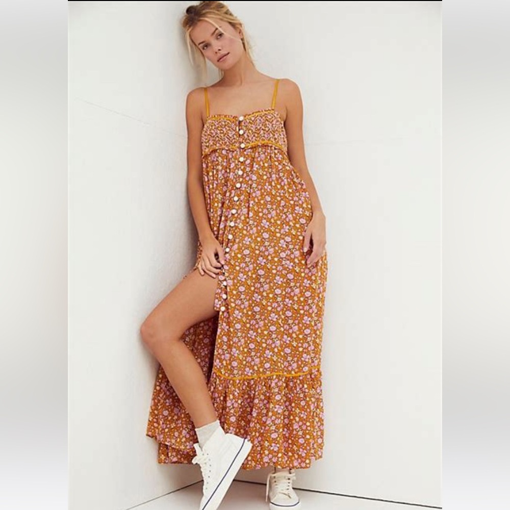 Free People Molly Jo Midi Dress in Garden Combo Size small